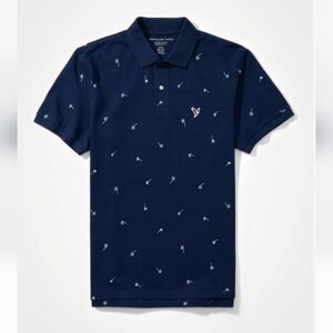 NWT American Eagle Super Soft Men's Navy Polo Shirt‎ Size Small
